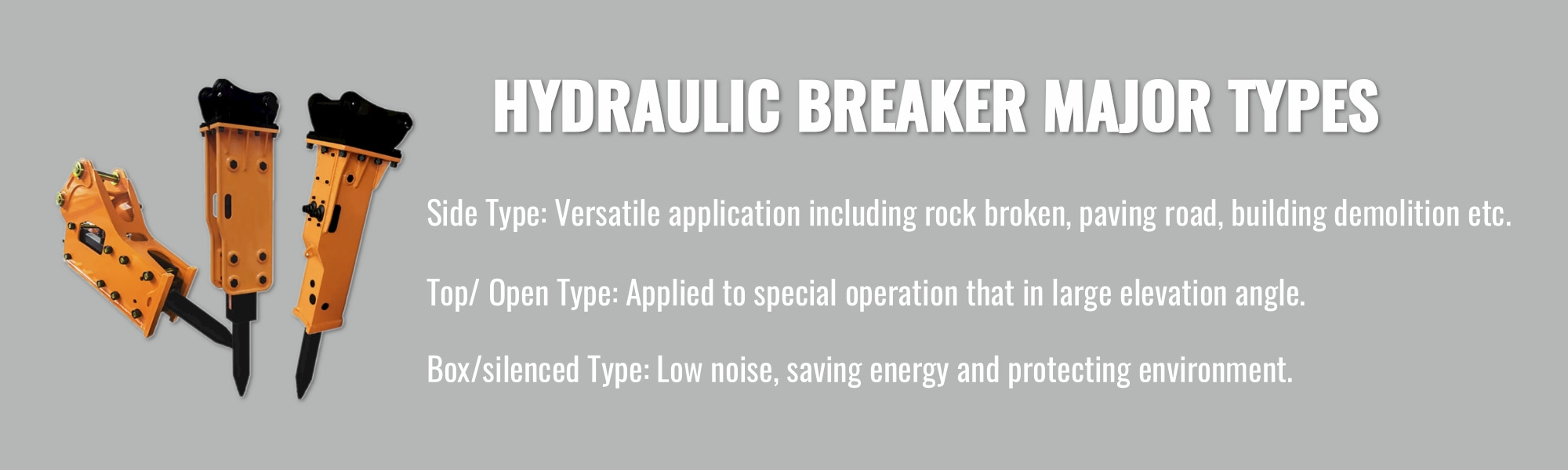 Types of hydraulic breaker hammer